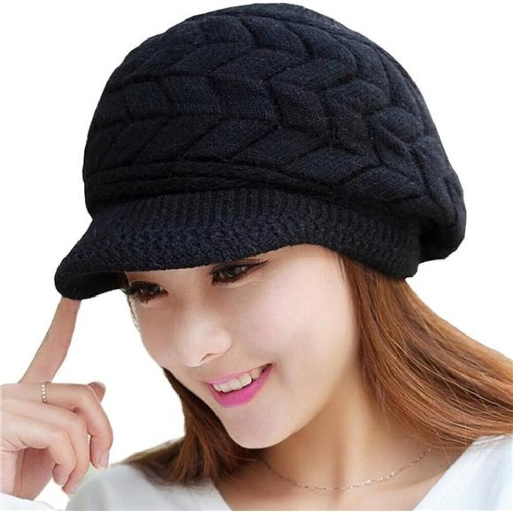 Elegant Black Knit Women's Hat - Picture 3 of 5